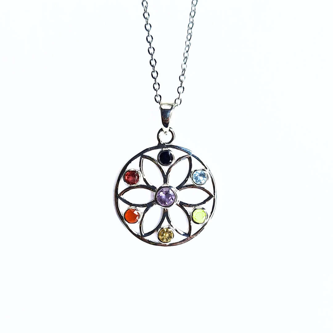 Chakra Flower Pendant |Silver