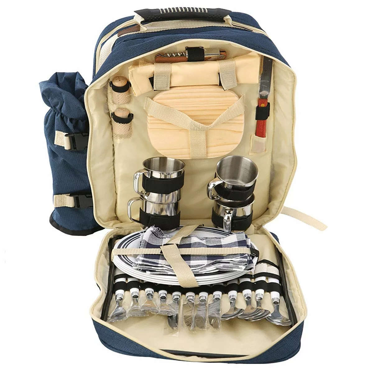 Heartdeco All-in-One Complete Cutlery Set Camping Picnic Backpack for 4 - Brand New