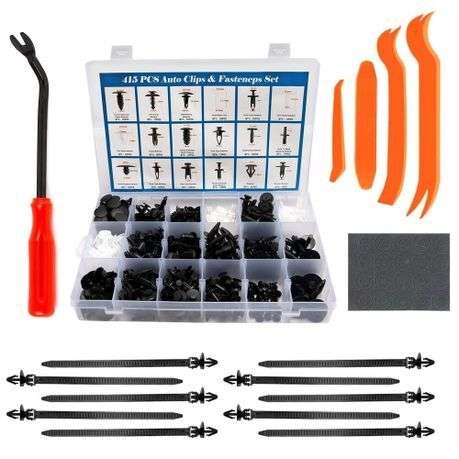Auto Retainer Plastic Fastener Clips & Car Trim Removal Tool Kit 415 Pieces