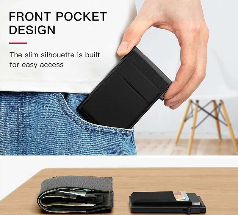 Pop-Up Card Wallet - Black