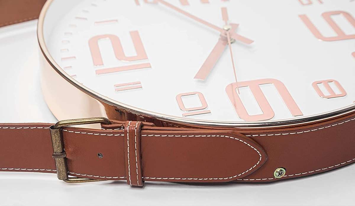 Wall Clock with Vintage Style Strap - 30CM