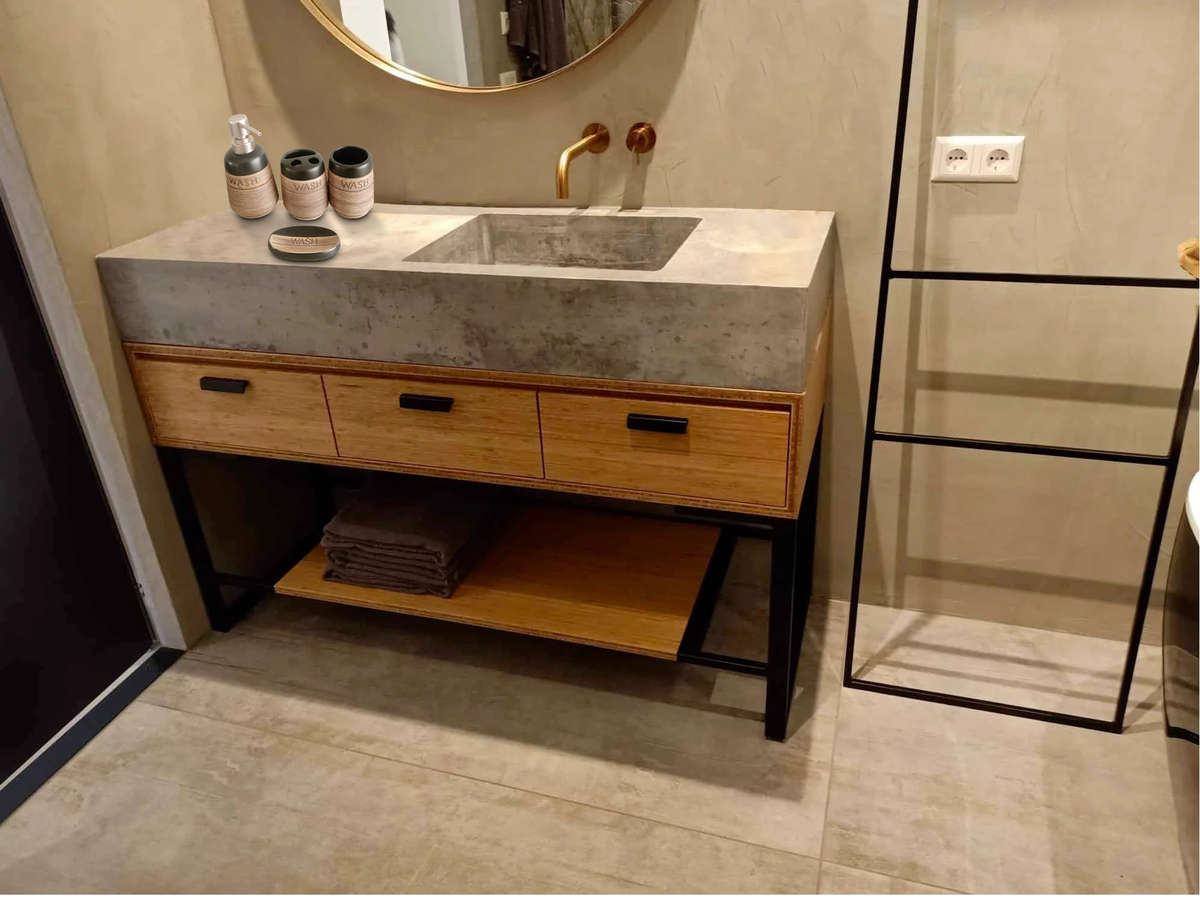 4 Piece Ceramic Bathroom Accessory Set - Rustic Design