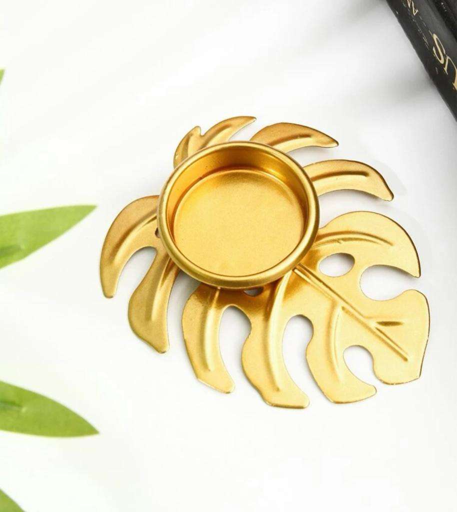 Gold Leaf Shaped Candle Holder