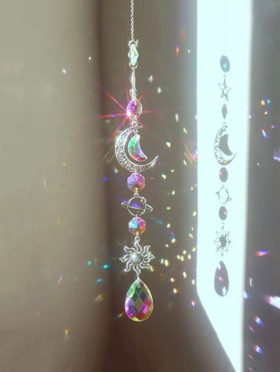Moon and Planet Crystal Sun Catcher