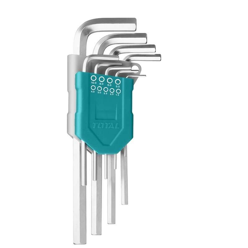 TOTAL THT106191 Hex Key Set 9pc | 1.5-10mm Long Arm Allen Keys | Cr-V Chrome Plated