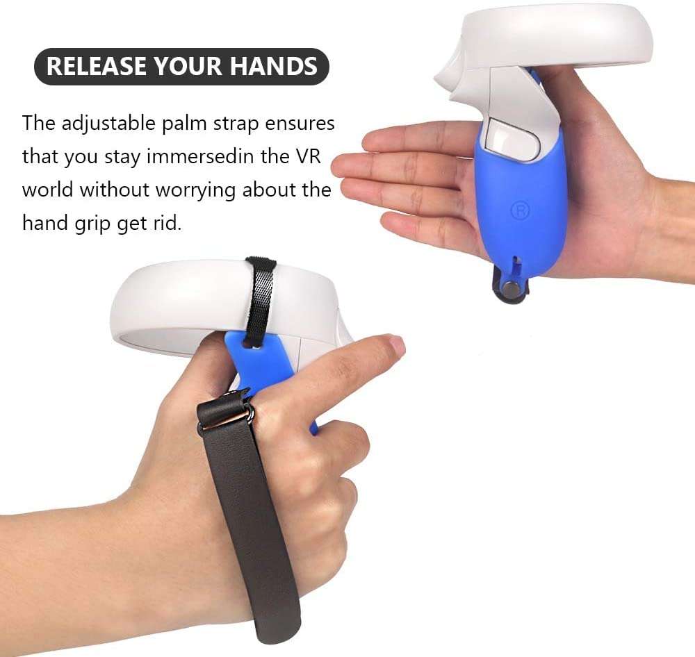 Silicone Controller Grip Cover and Face Cover, VR Oculus Quest 2 Accessories (Blue Silicone Cover)