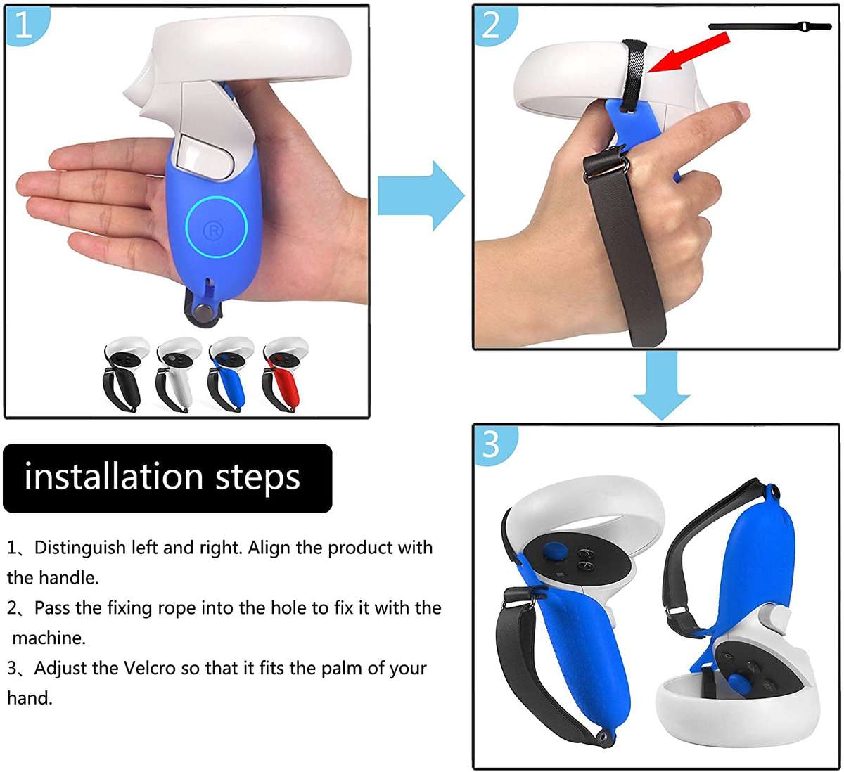 Silicone Controller Grip Cover and Face Cover, VR Oculus Quest 2 Accessories (Blue Silicone Cover)