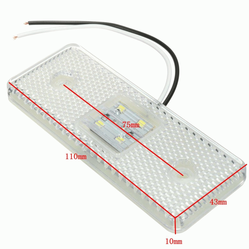 White - 4 LED 24V Truck Trailer Lorry Side Marker Light Lamp Amber White Red