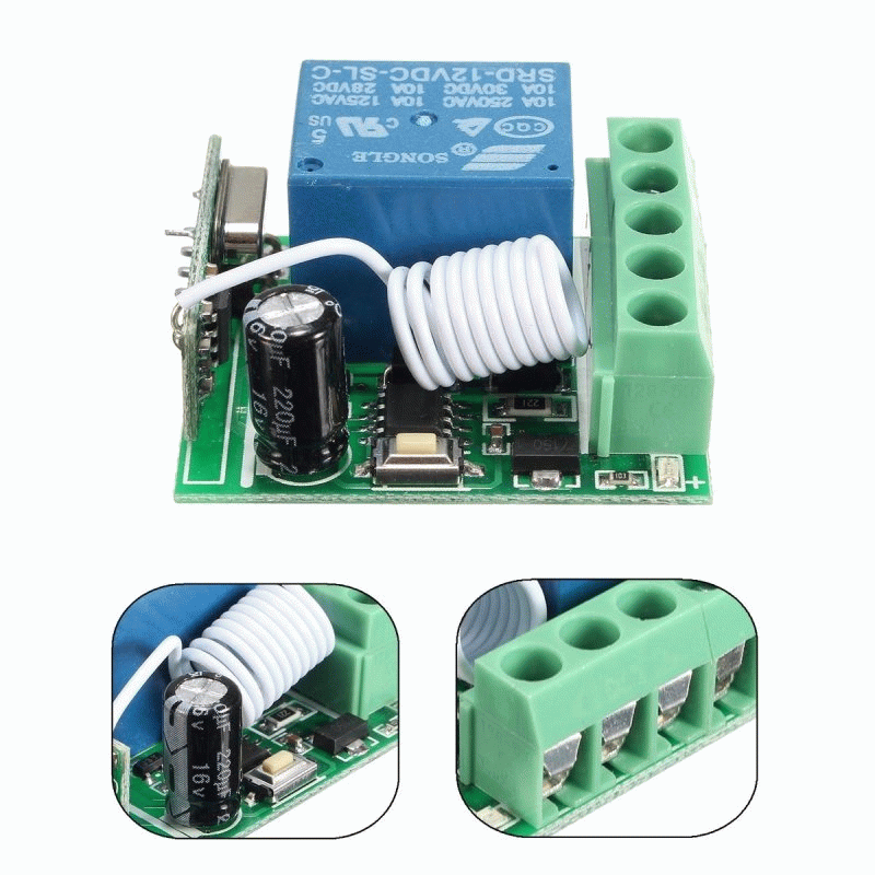 5Pcs DC12V 10A 1CH 433MHz Wireless Relay RF Remote Control Switch Receiver