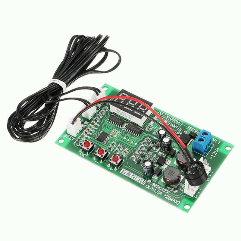 ZHIYU DC 12V 2 Way 3 Wire Fan Smart Temperature Controller With Temperature Speed Digital Display St