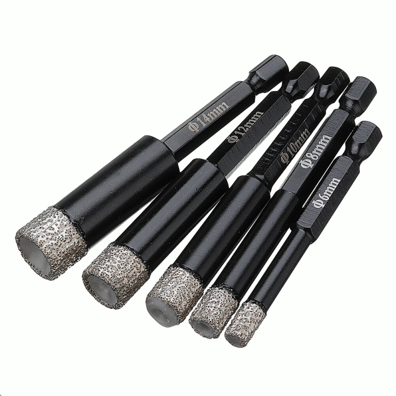 14.0mm - Drillpro 6-14mm Vaccum Brazed Diamond Dry Drill Bits Hole Saw Cutter for Granite Marble Cer