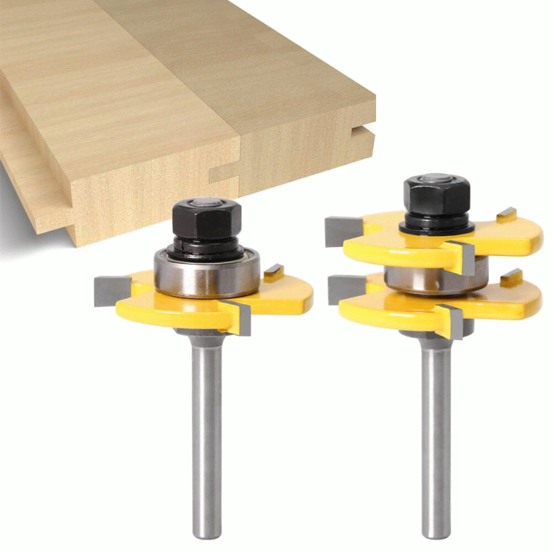 6mm Shank - 3Pcs 6mm 1/4 Shank Tongue & Grooving Joint Router Bit 45 Degree Lock Miter Router Set St