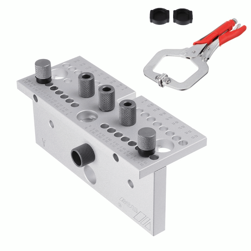 Oxidation-3 In 1 Dowel Jig+C-type Clamp - ENJOYWOOD Wnew Precision Doweling Jig Woodworking Hole Pun