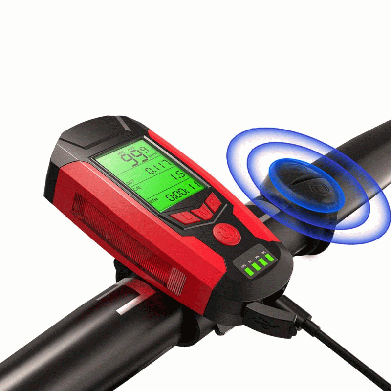 BIKIGHT Bike Light Set 3-in-1 350LM Headlight Speed Meter Horn with 4 Modes Taillight Bicycle Warnin