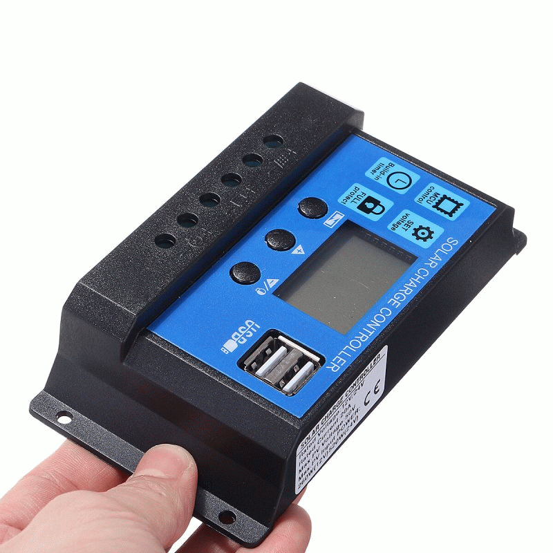 10A - 10A/20A/30A 12/24V LCD Display Photovoltaic Solar Controller with Dual USB Ports