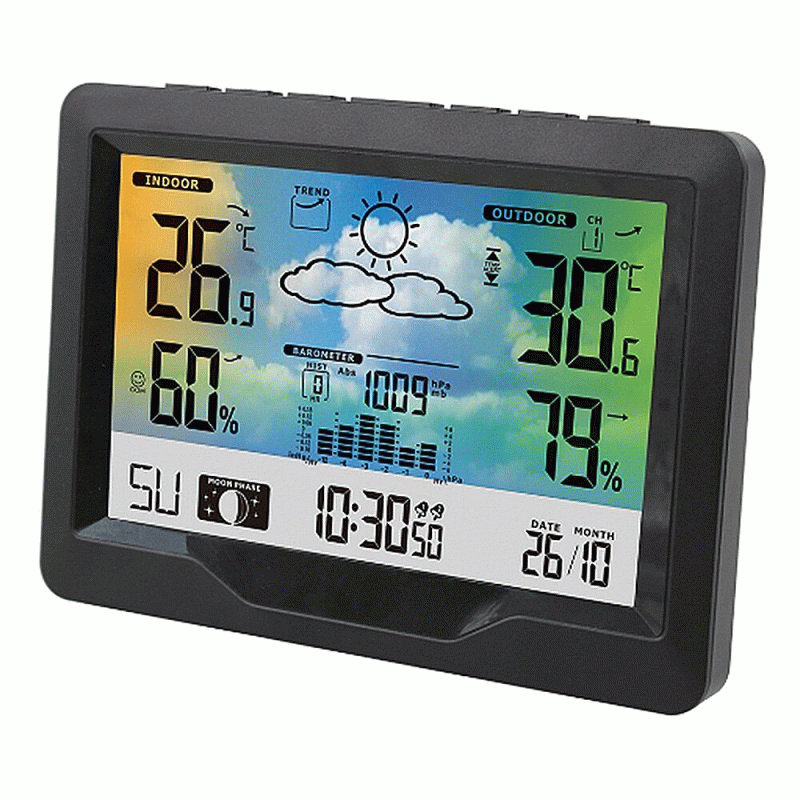 Wireless Weather Station Clock Digital Indoor Thermometer Hygrometer Meter 12H Air Pressure Record M