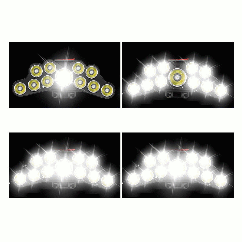 Camping Headlight Head Flashlight Head Light 11 LED Headlamp Rechargeable Powerful Head Lamp Built-i