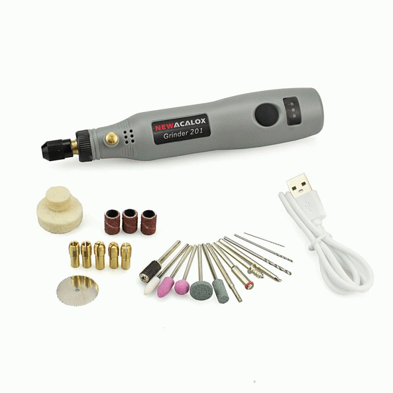 Gray-Standard Model - USB Charging 10W Grinding Machine Mini Wireless Variable Speed Rotary Tools Ki