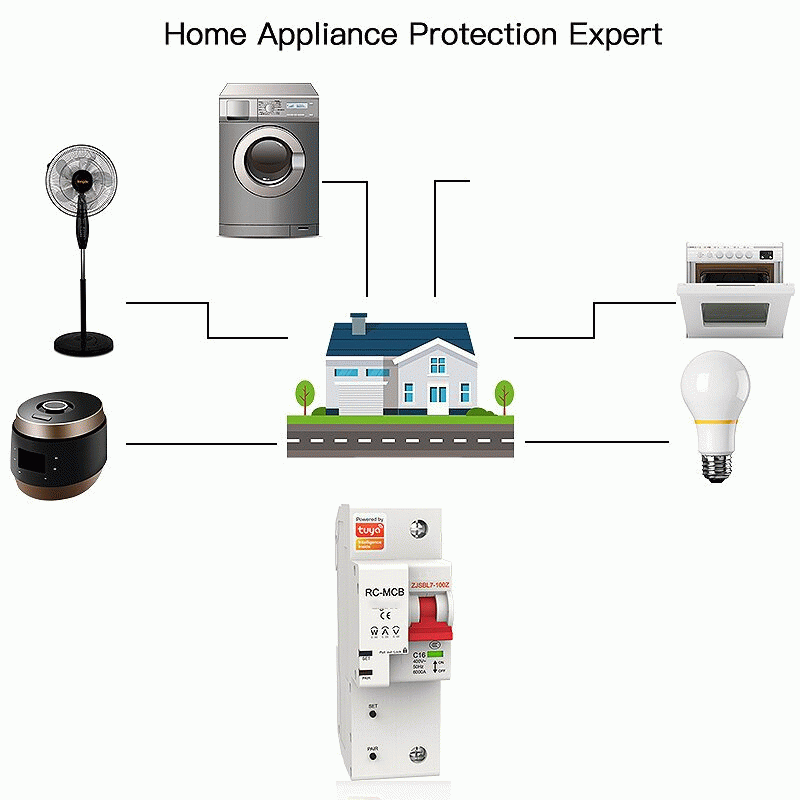 80A - MoesHouse Tuya 80A 2P Smart WiFi Circuit Breaker APP Remote Control Schedule Setting Voice Con