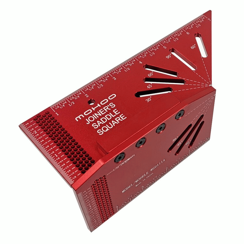 Metric - Mohoo Aluminum Alloy Woodworking Saddle Layout Square Gauge 3D Mitre Angle Measuring Templa