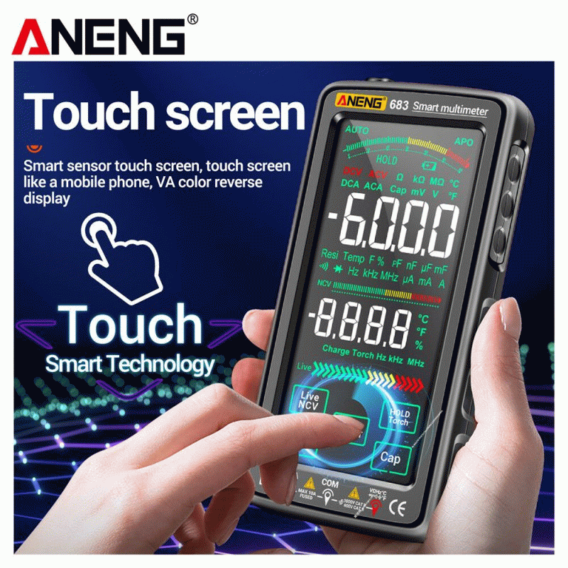 683 Red Pro - ANENG 683 Smart Multimeter High-end Touch 6000 Counts Multimetro Test Rechargeable Mul