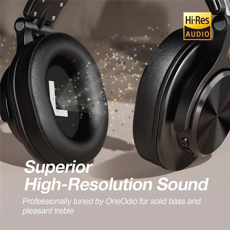 Black - OneOdio A70 Headset bluetooth Headphone Hi-Res Audio Professional Studio Monitor DJ Headphon