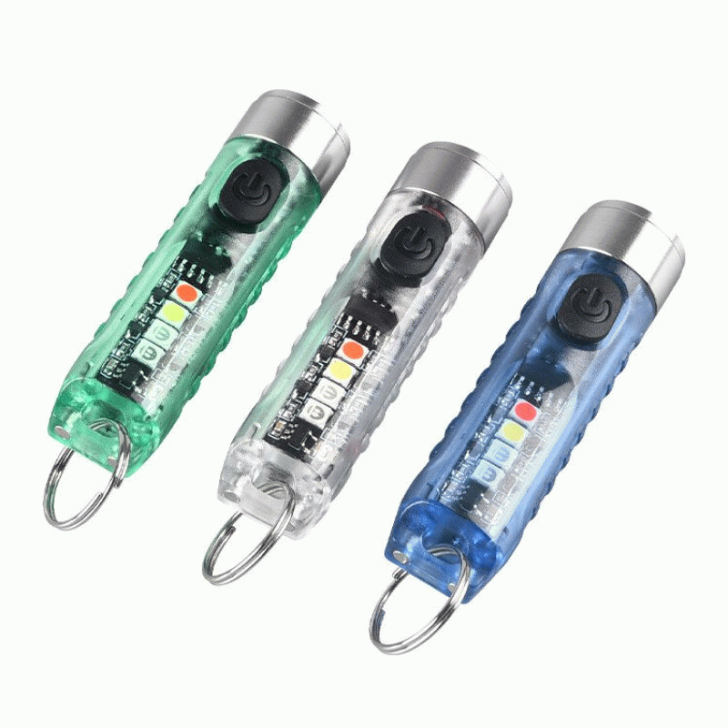 White - SST20 400LM Portable Mini Outdoor Key Chain Flashlight with Multi-light Source Side Light TY