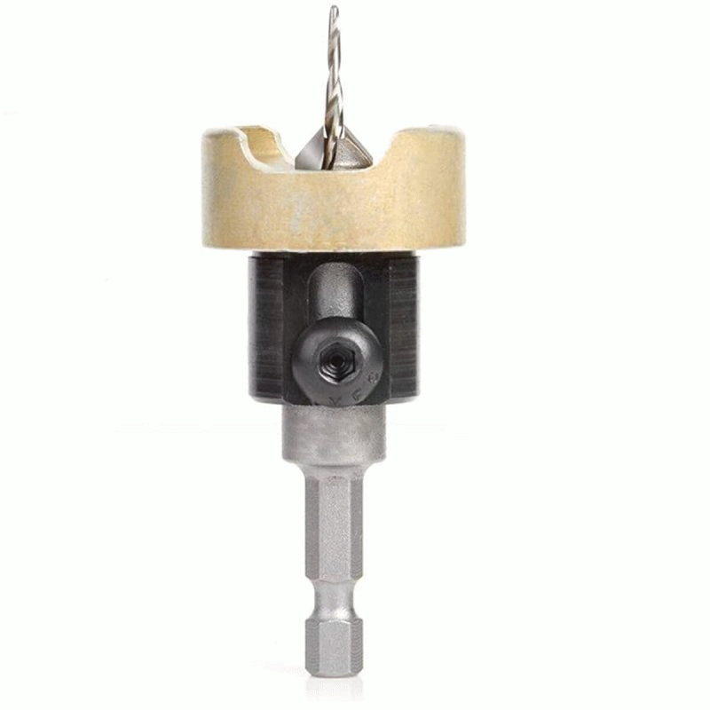 82 Degree Woodworking Countersink Drill Bits Carbide Tipped with Adjustable Depth Stop No Thrust Bal