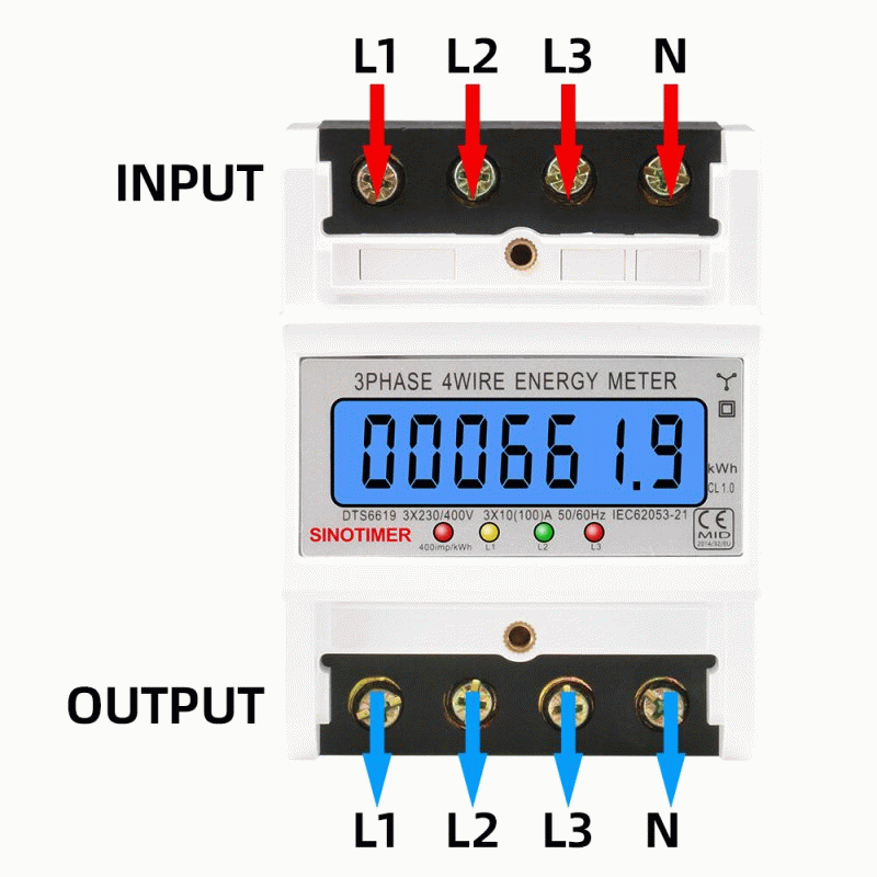 DTS6619-020 - SINOTIMER DTS6619 New Model 100A LCD Digital Display with Backlight Power Meter in Ene