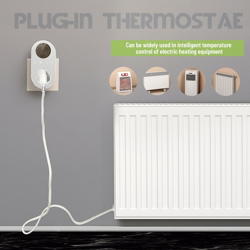 EU Plug - Smart WiFi Thermostat Temperature Controller Plug-in Electric Heater LCD Wireless High Fre