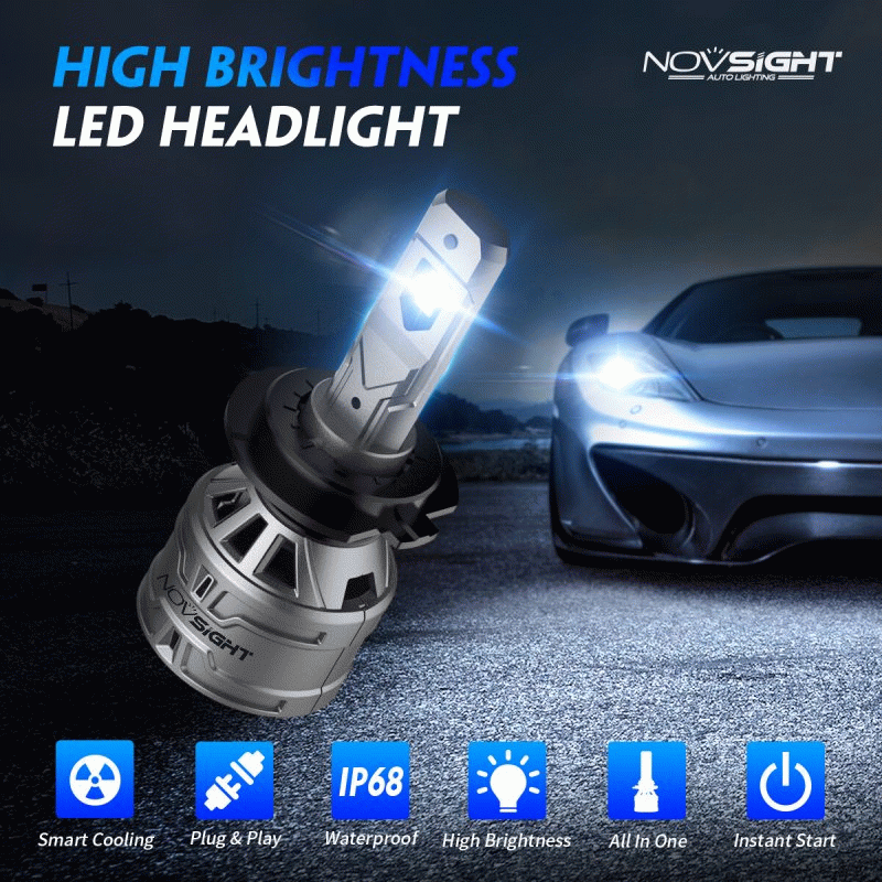 H4 - NOVSIGHT A500-N61 2PCS 13000LM/Pair 6500K Car LED Headlight Bulbs for Lighting Modification Coo