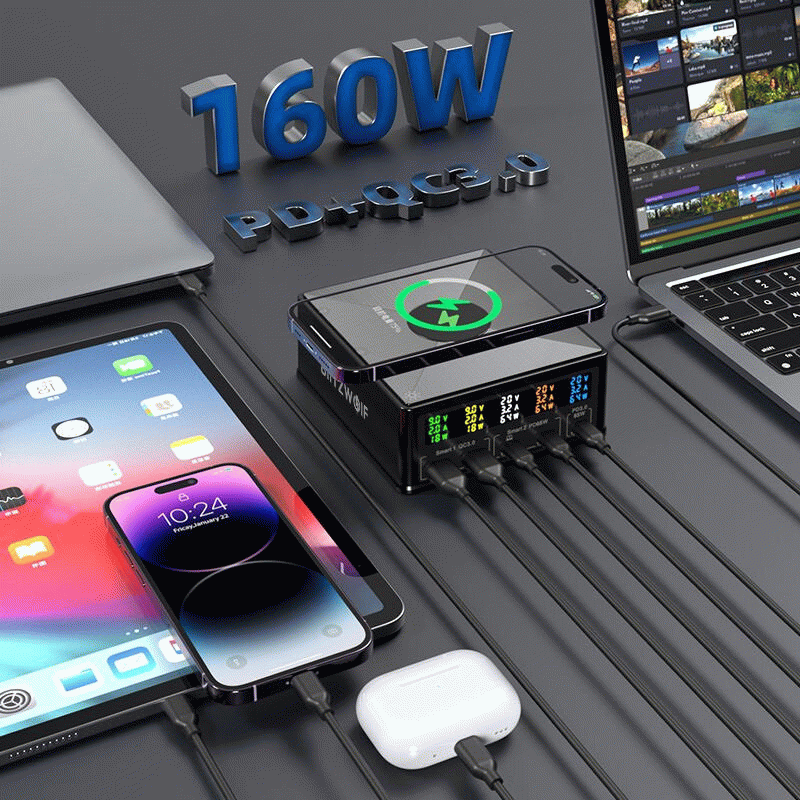 BlitzWolf 868H 160W 5-Port USB PD Desktop Charger Dual USB-A QC3.0+Dual PD65W Type-C+65W Type-C PD3.
