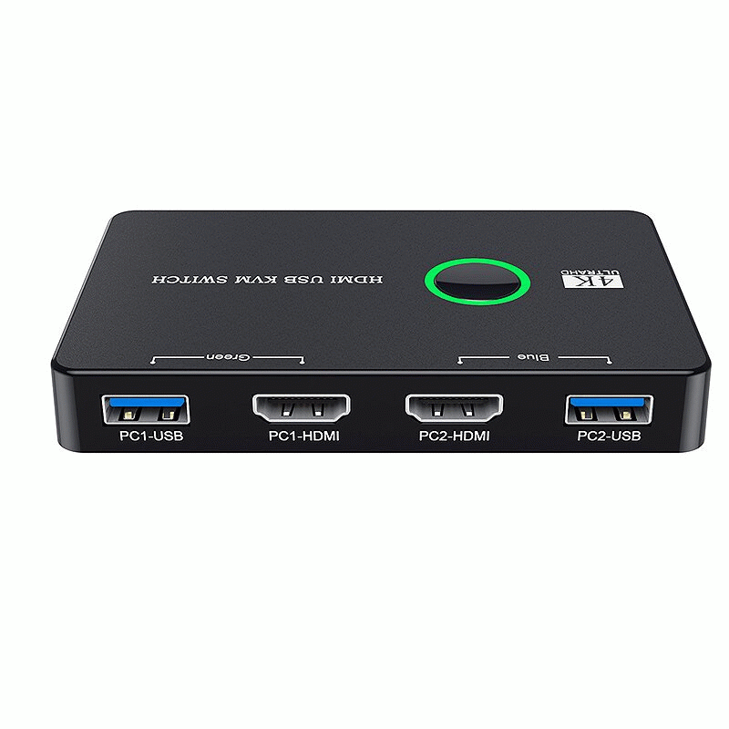 USB KVM Switch HDMI 2 Port Box USB and HDMI-Compatible Switch for 2 Computers Share Keyboard Mouse P