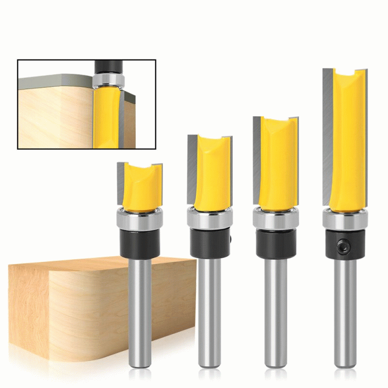 6.35mm Shank Router Bit Pattern Flush Trim Blade Bearing 1/2" Straight End Mill Slotting Milling Cut