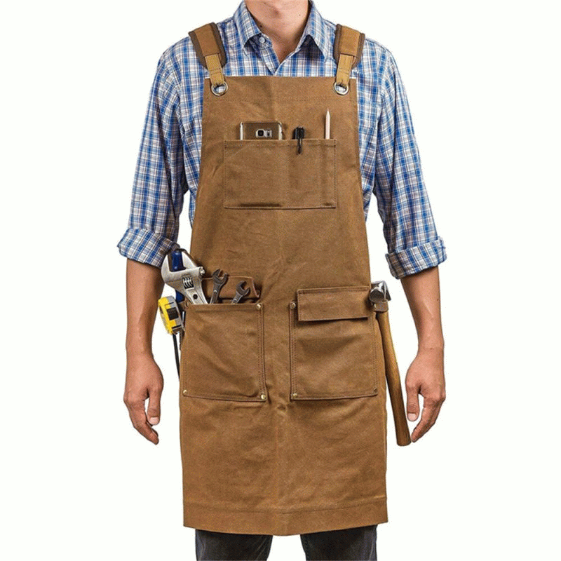 Black - Extra large Style Apron Thick Canvas Suitable for Woodworkers Electricians Gardeners Black/C