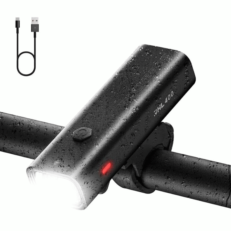 ROCKBROS 400Lm Bike Headlight 2000mAh Battery USB Rechargeable IPX6 Waterproof 4 Light Modes Aluminu
