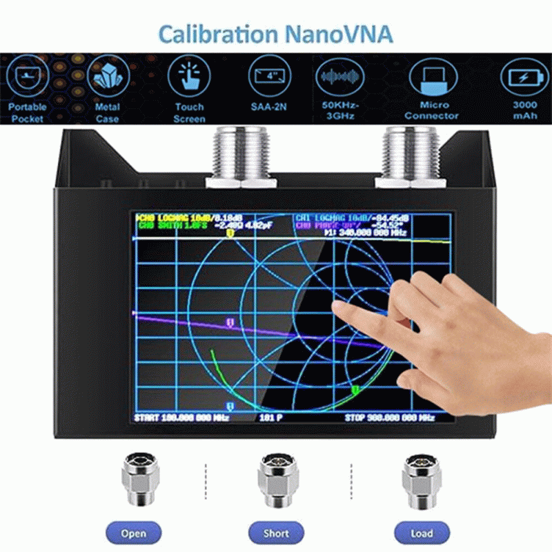 SAA-2N NanoVNA V2 Antenna Analyzer 3G Vector Network Analyzer 4.0 Inch Touching Screen Shortwave HF