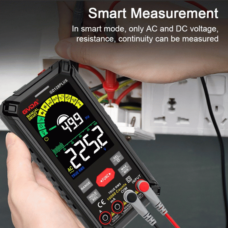 GVDA 128PLUS Smart Digital Multimeter 9999 counts LCD Color Display DC AC Voltage Current True RMS M