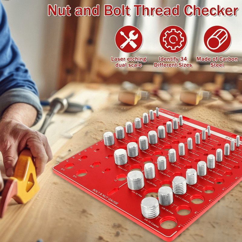 34 Nut and Bolt Thread Checker Bolt Size and Thread Identifier Gauge Standard and Metric Bolt and Nu