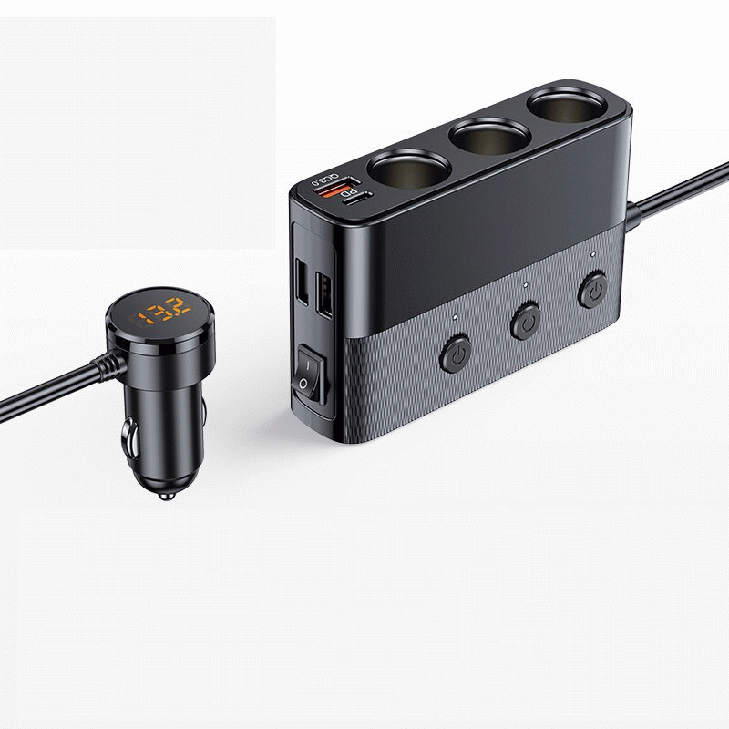 12V-24V 128W Car Charger Splitter Quick Charge PD QC 3.0 Power Socket Splitter 4 in 1 USB Charging S