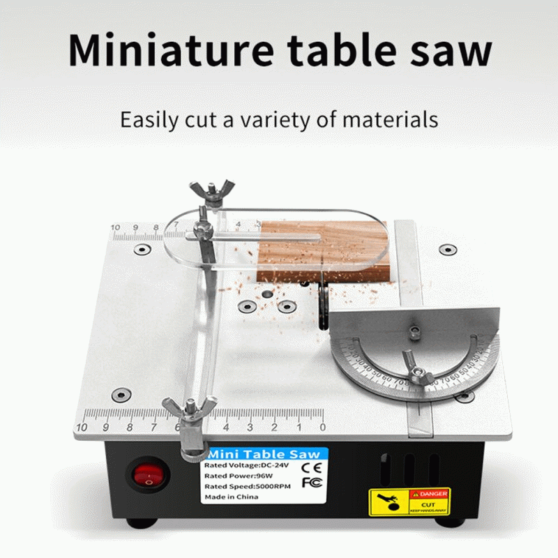 EU Plug - 96W 24V Mini Multifunctional Table Saw Electric Desktop Saw with 7 Speed Adjustable 63mm B
