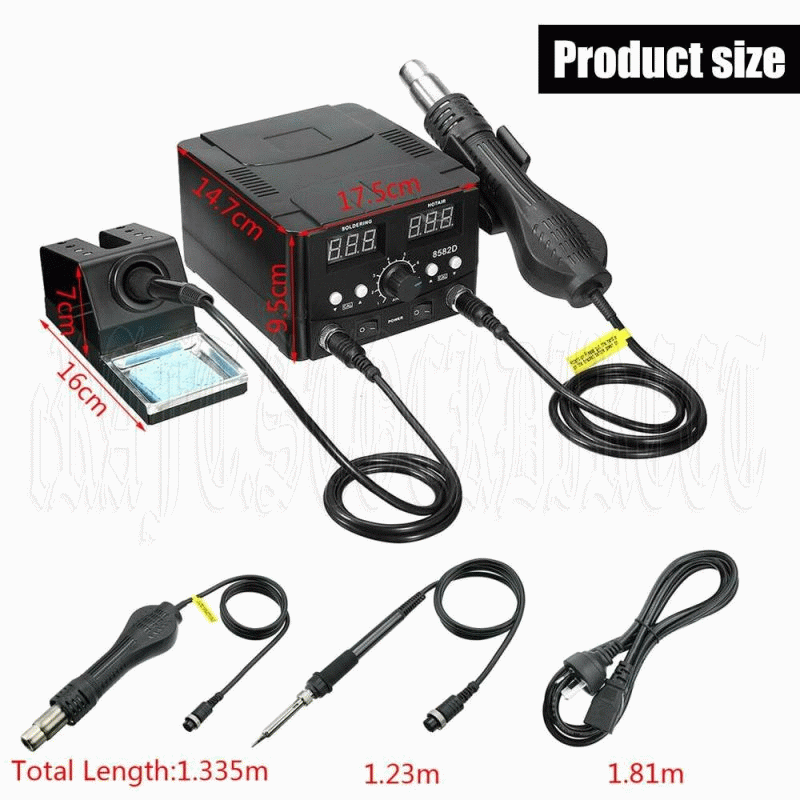 2-in-1 Hot Air and Soldering Iron Station Dual LCD Digital Display for Precision Temperature Control