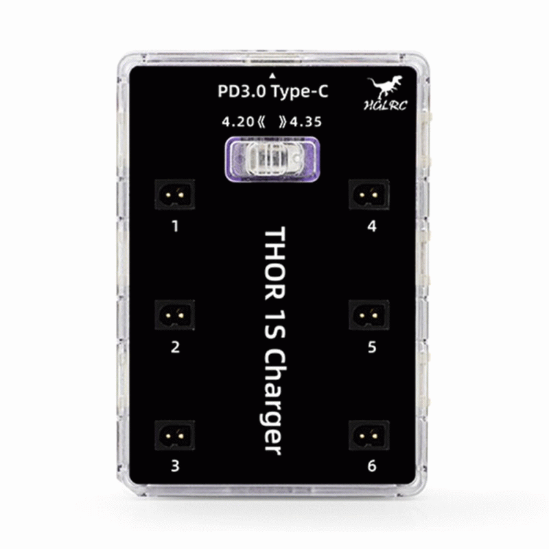 EU Plug - HGLRC 1S V2 6-way LiPo Battery Charger Charging Board Charger for RC Model FPV Drone