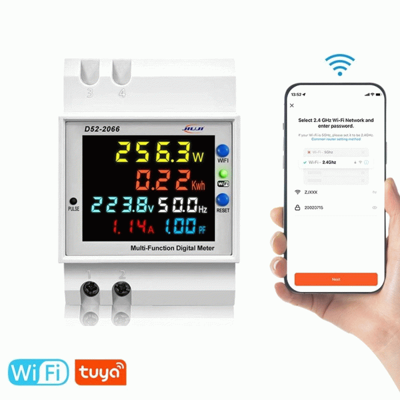 external - Tuya WiFi Home Intelligent Digital Display Electricity Meter DIN-Rail Voltage and Current
