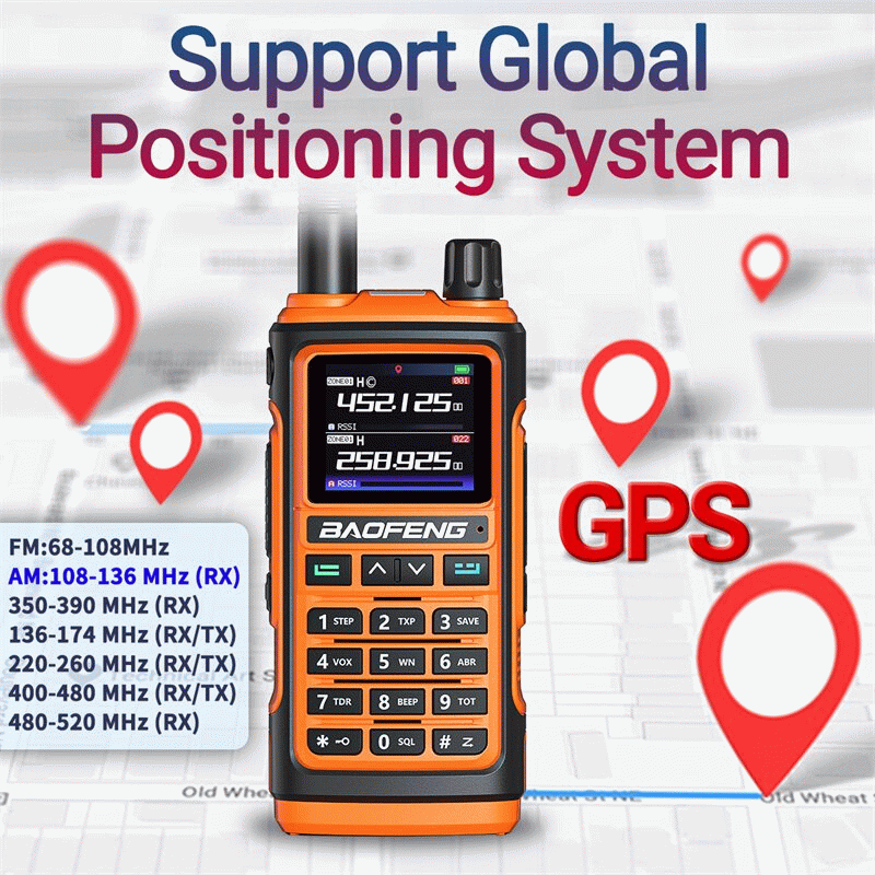 2Pcs Black Baofeng UV-17 Pro GPS Handheld Walkie Talkie Six Bands Wireless Copy Frequency Flashlight