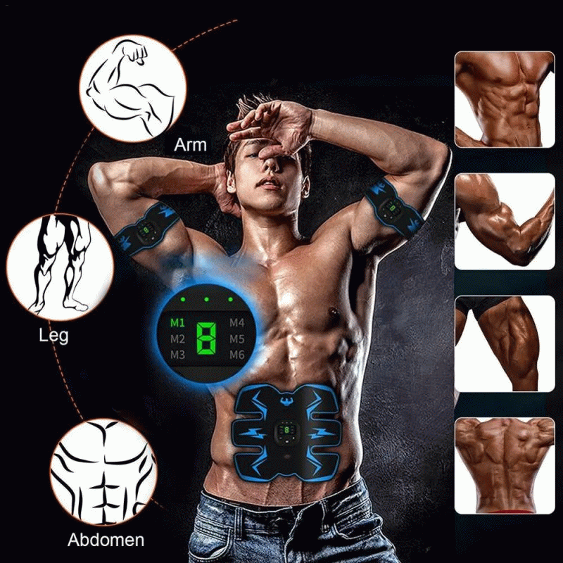Abdominal Arm Muscle Training Stimulator Set EMS Electrical Body Shape Trainer with LCD Display Rech