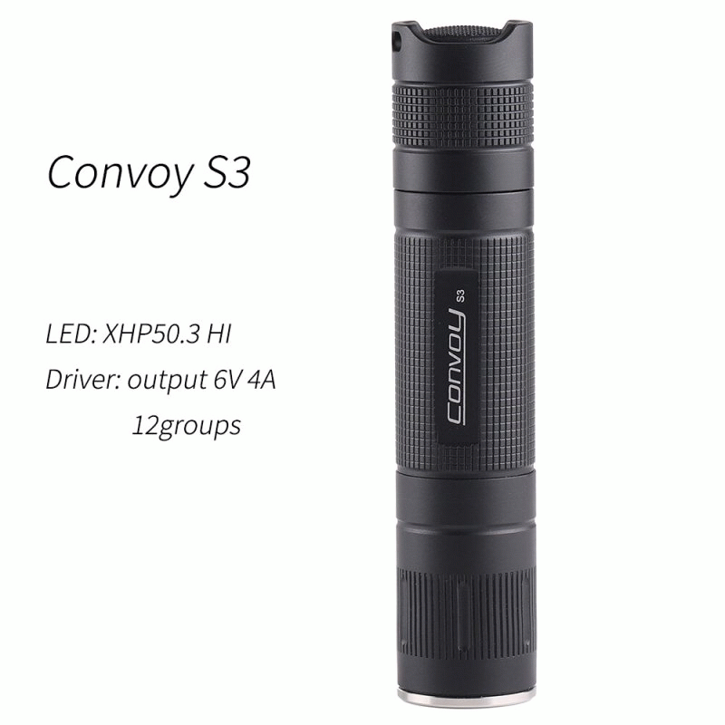 3000K - Convoy S3 XHP50.3 HI 12-group Modes EDC LED Flashlight 18650 Battery For Camping,Bicycle Wor