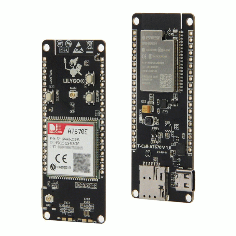 Black - LILYGO T-Call A7670 4G 2G ESP32 Development Board A7670E LTE GSM Cellular Network ESP32-WROV