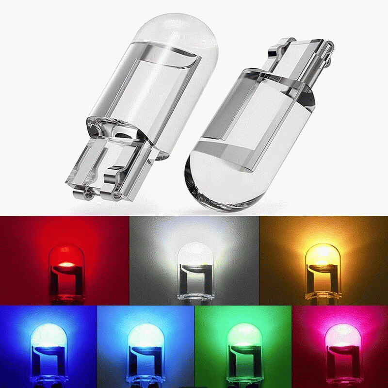Yellow - 50 X T10 Car Width Light Bulbs Crystal Transparent Integrated LED Small Car Lights Cob High