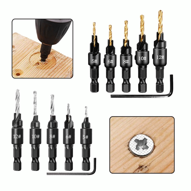 A - 14pcs Wood Plug Cutter Drill Cutting Tool Drill Bit Set Straight And Tapered Taper Woodworking C